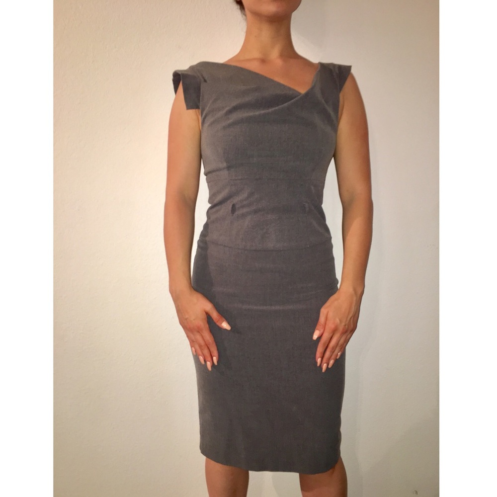 Charcoal gray pencil dress
